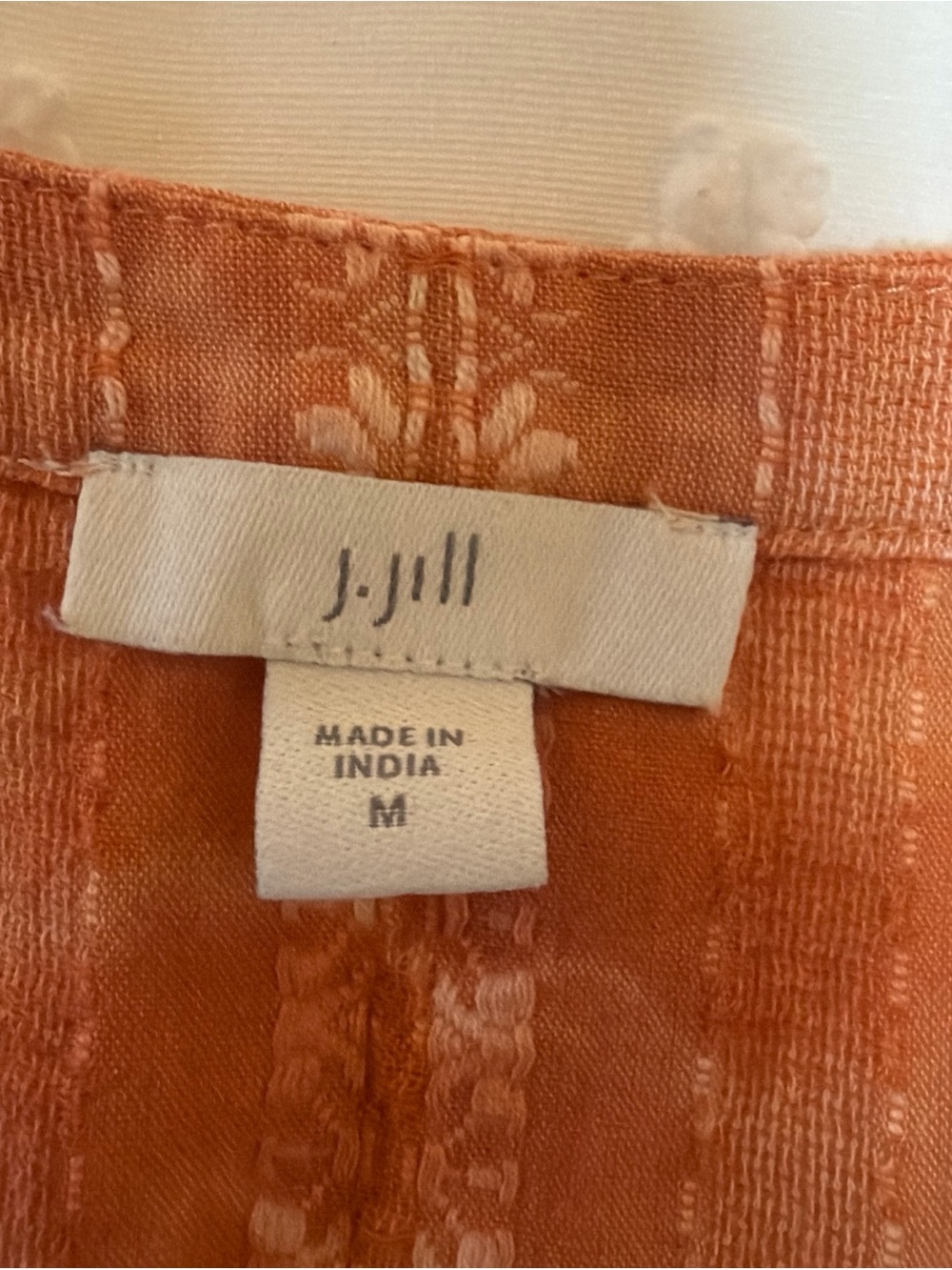 J.Jill Maxi Dress Women's Size M Orange Tie-Dye Embroidered Tiered Boho Cotton - Picture 5 of 9